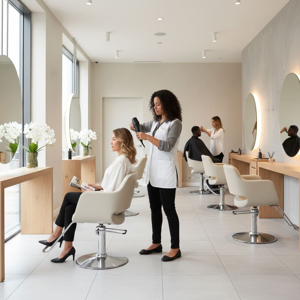 Modern beauty salon interior in a bright, clean space