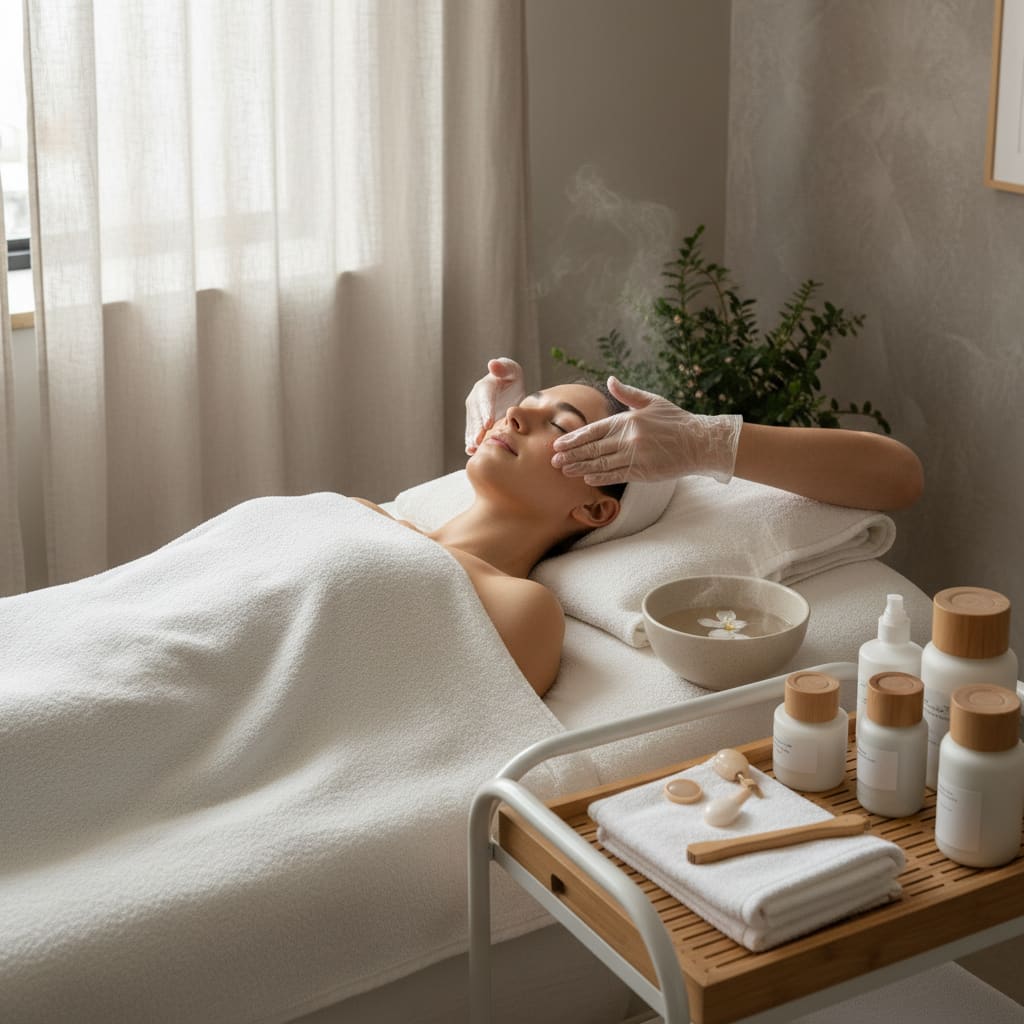 Gentle facial treatment in a spa-like setting